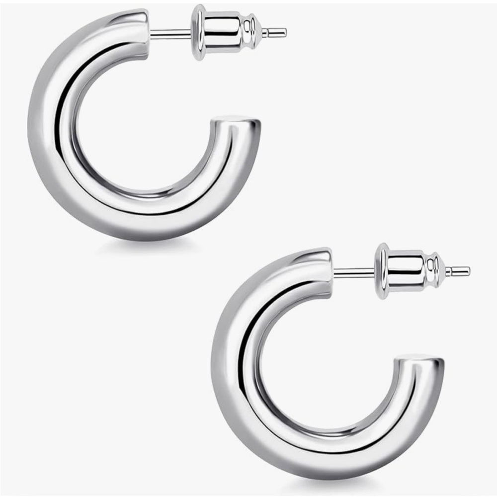 Amazon chunky hoop silver earrings